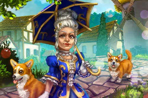 Baronin mit Corgis